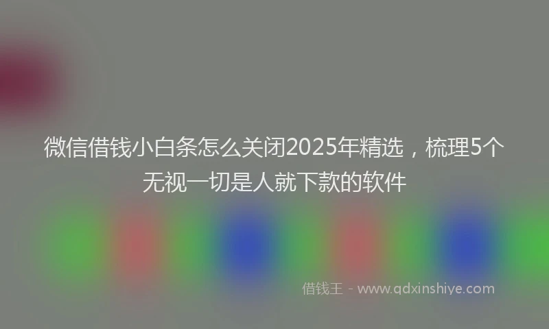 微信借钱小白条怎么关闭2025年精选，梳理5个无视一切是人就下款的软件
