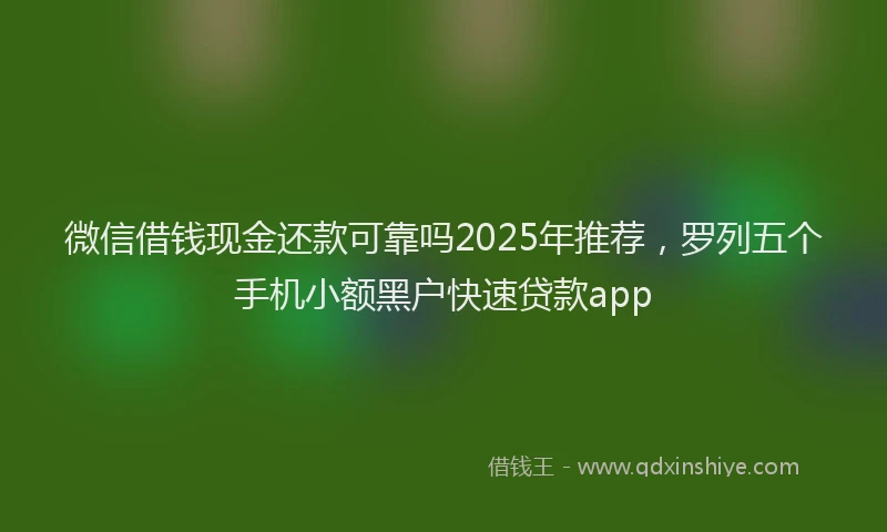 微信借钱现金还款可靠吗2025年推荐，罗列五个手机小额黑户快速贷款app