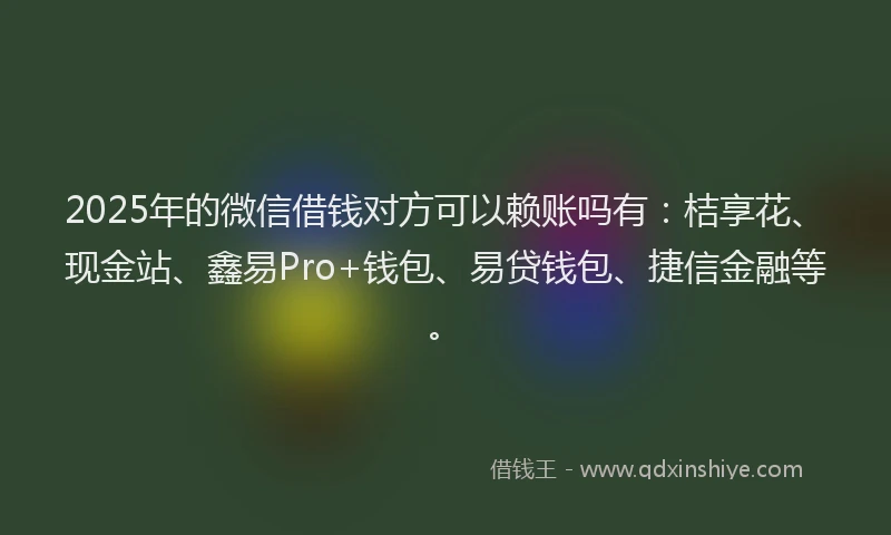 2025年的微信借钱对方可以赖账吗有：桔享花、现金站、鑫易Pro+钱包、易贷钱包、捷信金融等。