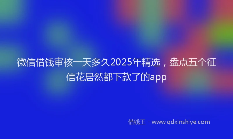 微信借钱审核一天多久2025年精选，盘点五个征信花居然都下款了的app