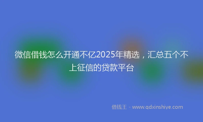 微信借钱怎么开通不亿2025年精选，汇总五个不上征信的贷款平台