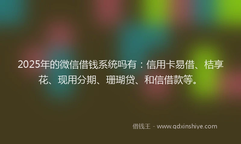 2025年的微信借钱系统吗有：信用卡易借、桔享花、现用分期、珊瑚贷、和信借款等。