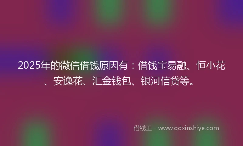 2025年的微信借钱原因有：借钱宝易融、恒小花、安逸花、汇金钱包、银河信贷等。