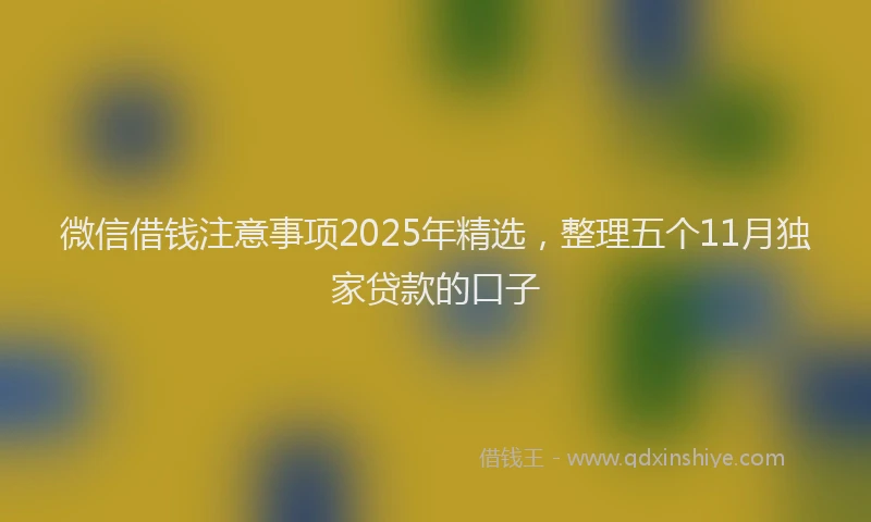 微信借钱注意事项2025年精选，整理五个11月独家贷款的口子