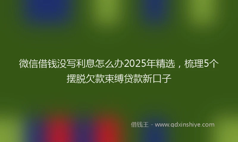 微信借钱没写利息怎么办2025年精选，梳理5个摆脱欠款束缚贷款新口子