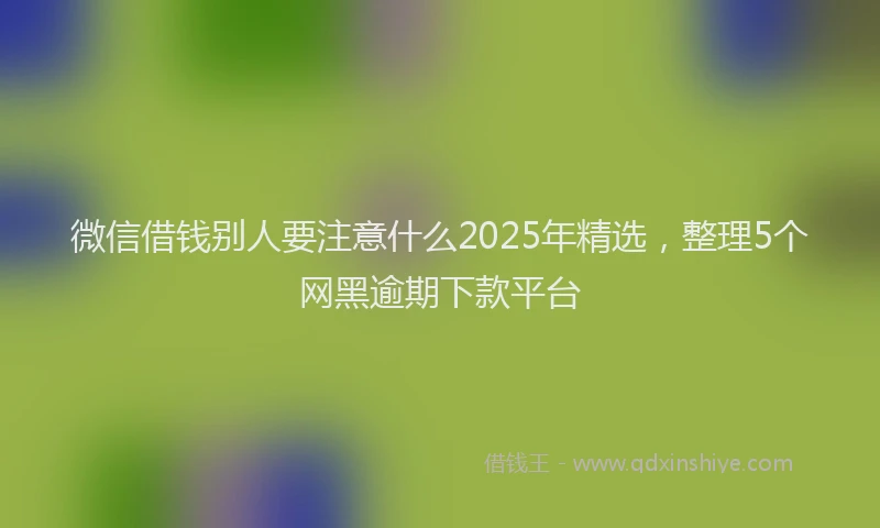 微信借钱别人要注意什么2025年精选，整理5个网黑逾期下款平台