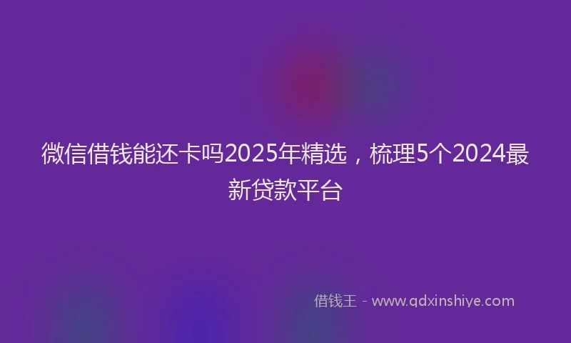 微信借钱能还卡吗2025年精选，梳理5个2024最新贷款平台