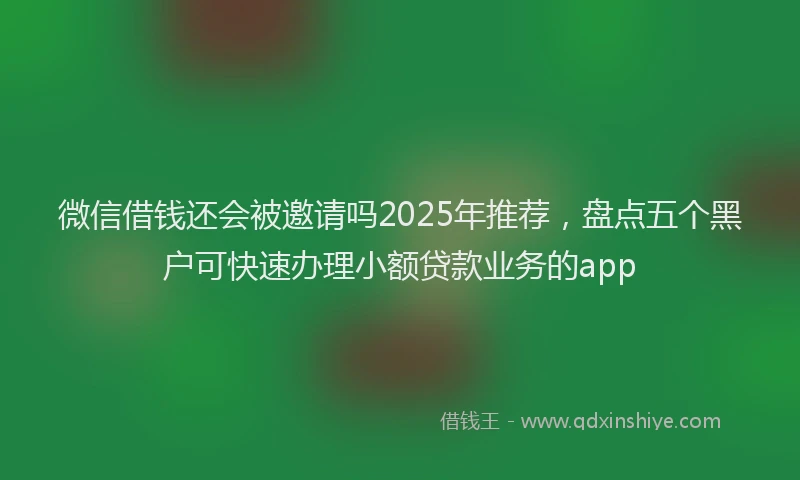 微信借钱还会被邀请吗2025年推荐，盘点五个黑户可快速办理小额贷款业务的app