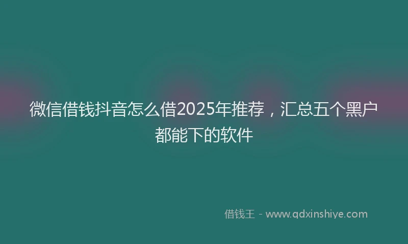 微信借钱抖音怎么借2025年推荐，汇总五个黑户都能下的软件