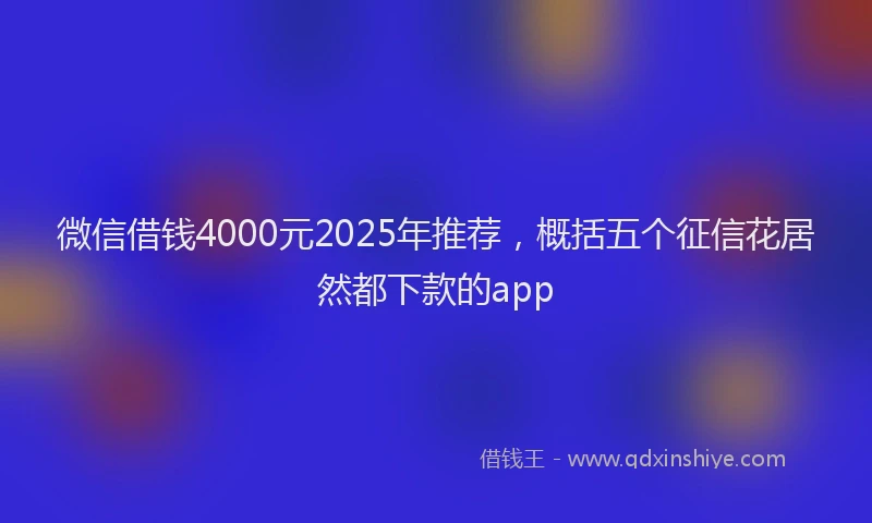 微信借钱4000元2025年推荐，概括五个征信花居然都下款的app