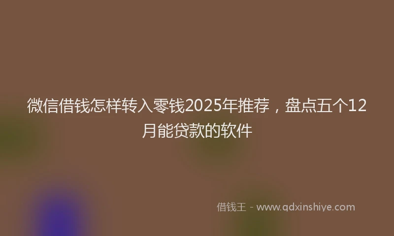 微信借钱怎样转入零钱2025年推荐，盘点五个12月能贷款的软件