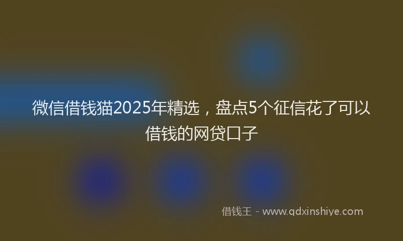 微信借钱猫2025年精选，盘点5个征信花了可以借钱的网贷口子