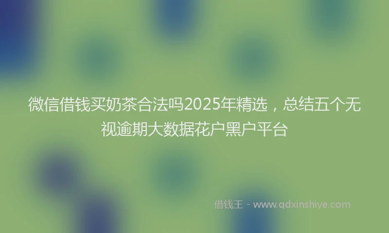 微信借钱买奶茶合法吗2025年精选，总结五个无视逾期大数据花户黑户平台