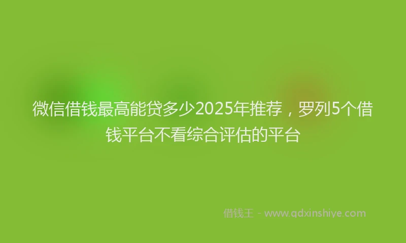 微信借钱最高能贷多少2025年推荐，罗列5个借钱平台不看综合评估的平台