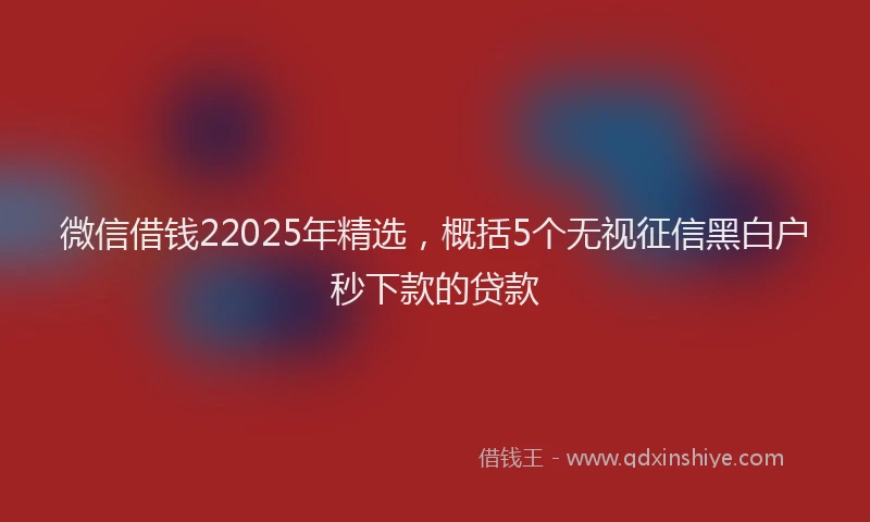 微信借钱22025年精选，概括5个无视征信黑白户秒下款的贷款