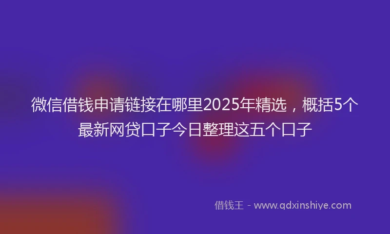 微信借钱申请链接在哪里2025年精选，概括5个最新网贷口子今日整理这五个口子