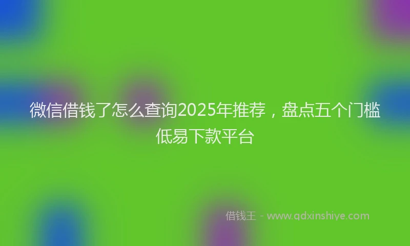微信借钱了怎么查询2025年推荐，盘点五个门槛低易下款平台