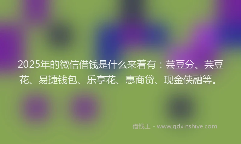 2025年的微信借钱是什么来着有：芸豆分、芸豆花、易捷钱包、乐享花、惠商贷、现金侠融等。
