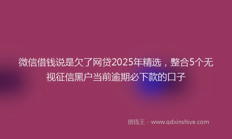 微信借钱说是欠了网贷2025年精选，整合5个无视征信黑户当前逾期必下款的口子