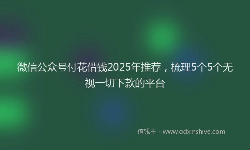 微信公众号付花借钱2025年推荐，梳理5个5个无视一切下款的平台