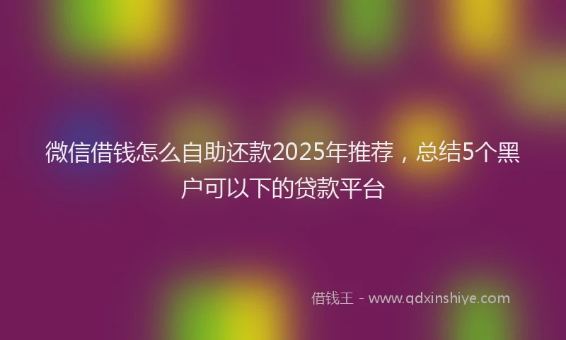 微信借钱怎么自助还款2025年推荐，总结5个黑户可以下的贷款平台