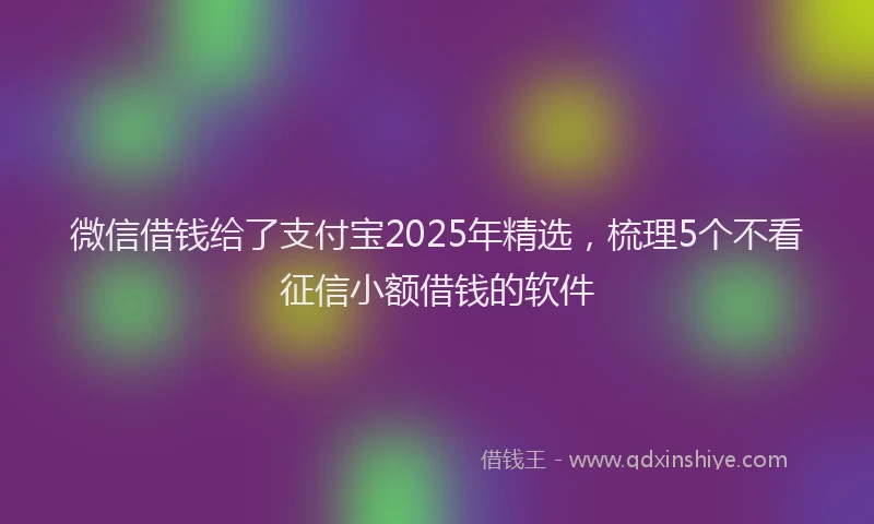 微信借钱给了支付宝2025年精选，梳理5个不看征信小额借钱的软件