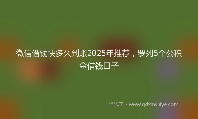 微信借钱快多久到账2025年推荐，罗列5个公积金借钱口子