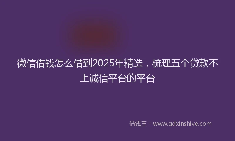 微信借钱怎么借到2025年精选，梳理五个贷款不上诚信平台的平台