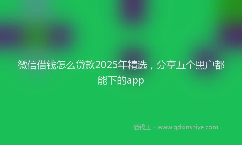 微信借钱怎么贷款2025年精选，分享五个黑户都能下的app