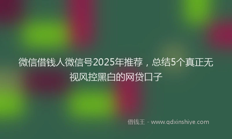 微信借钱人微信号2025年推荐，总结5个真正无视风控黑白的网贷口子