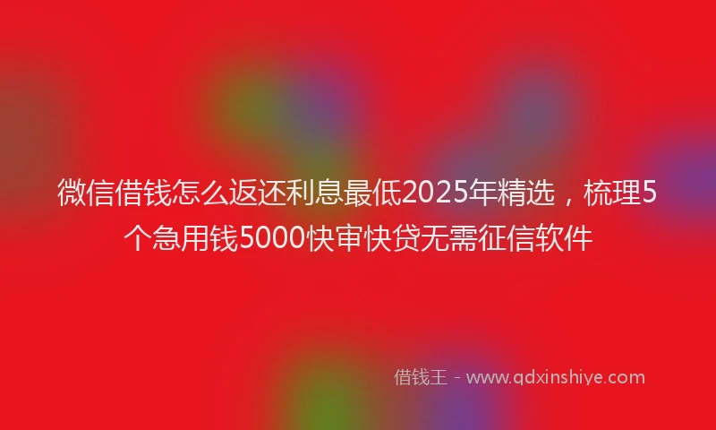 微信借钱怎么返还利息最低2025年精选，梳理5个急用钱5000快审快贷无需征信软件