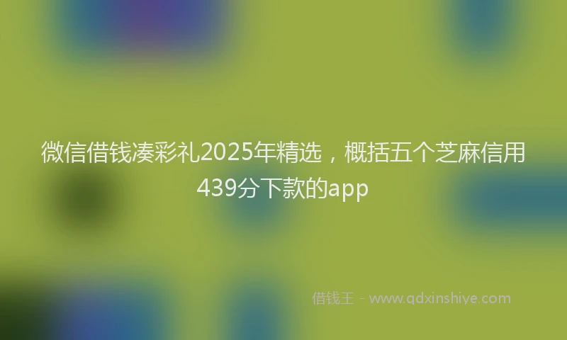 微信借钱凑彩礼2025年精选，概括五个芝麻信用439分下款的app