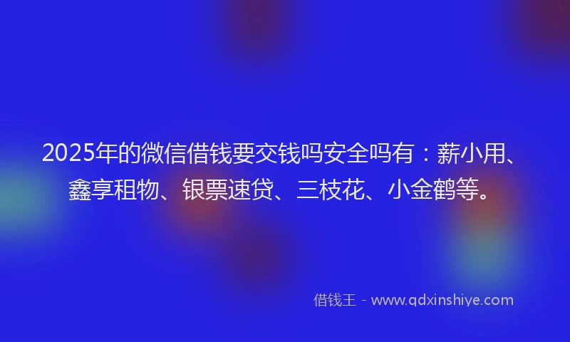 2025年的微信借钱要交钱吗安全吗有：薪小用、鑫享租物、银票速贷、三枝花、小金鹤等。