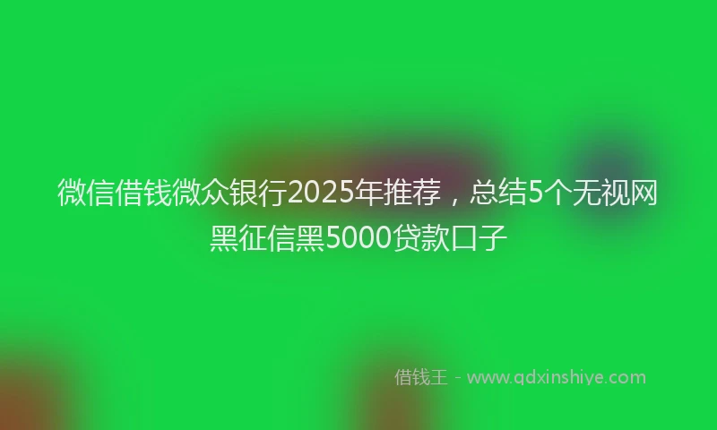 微信借钱微众银行2025年推荐，总结5个无视网黑征信黑5000贷款口子