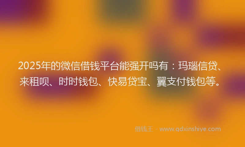 2025年的微信借钱平台能强开吗有：玛瑙信贷、来租呗、时时钱包、快易贷宝、翼支付钱包等。