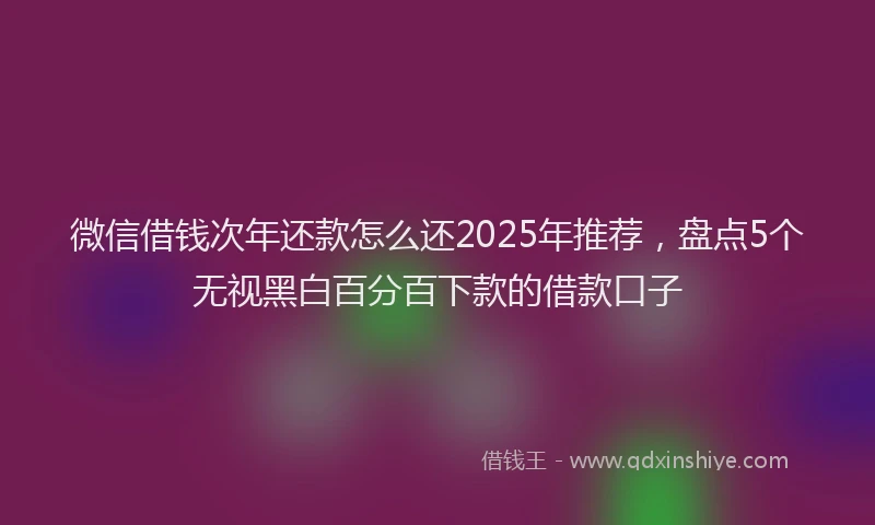 微信借钱次年还款怎么还2025年推荐，盘点5个无视黑白百分百下款的借款口子