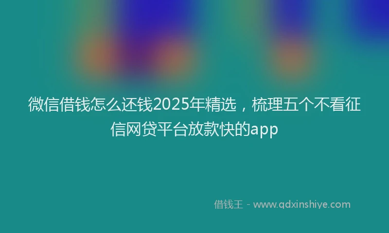 微信借钱怎么还钱2025年精选，梳理五个不看征信网贷平台放款快的app