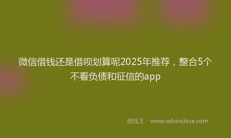 微信借钱还是借呗划算呢2025年推荐，整合5个不看负债和征信的app