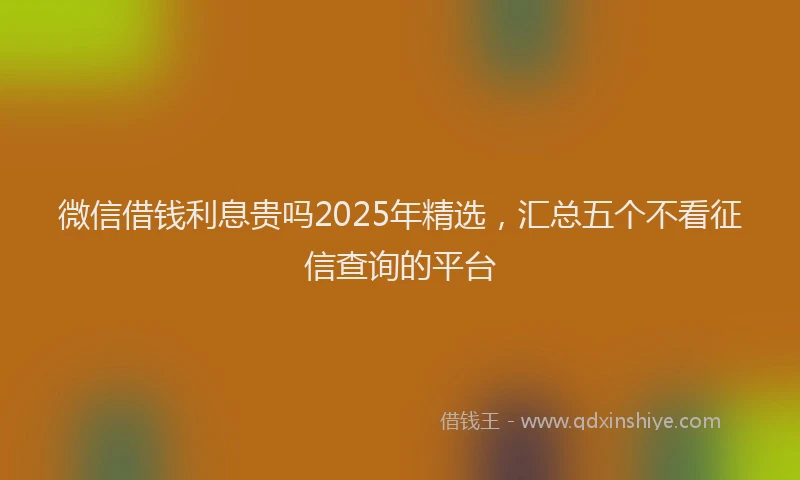 微信借钱利息贵吗2025年精选，汇总五个不看征信查询的平台