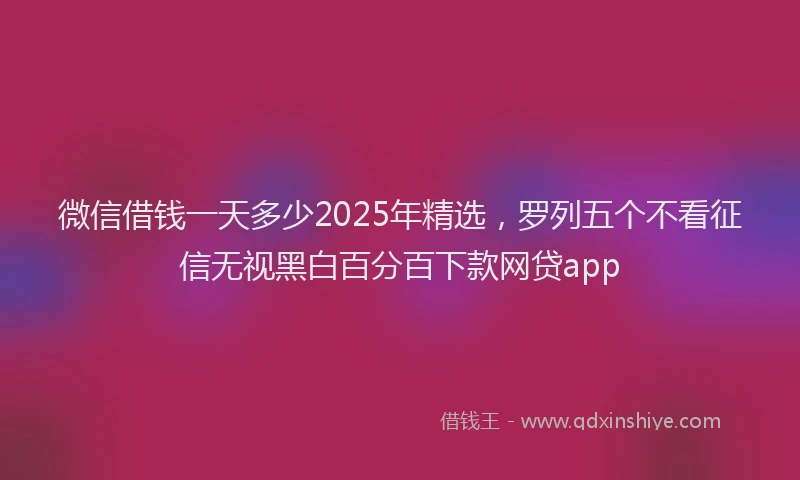 微信借钱一天多少2025年精选，罗列五个不看征信无视黑白百分百下款网贷app