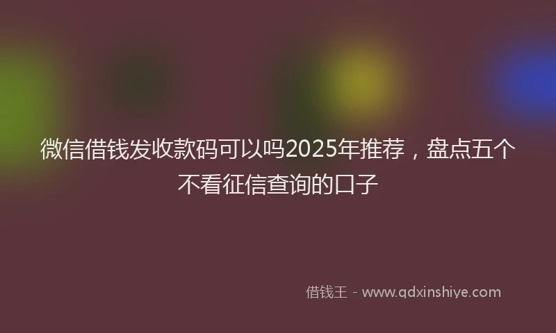 微信借钱发收款码可以吗2025年推荐，盘点五个不看征信查询的口子