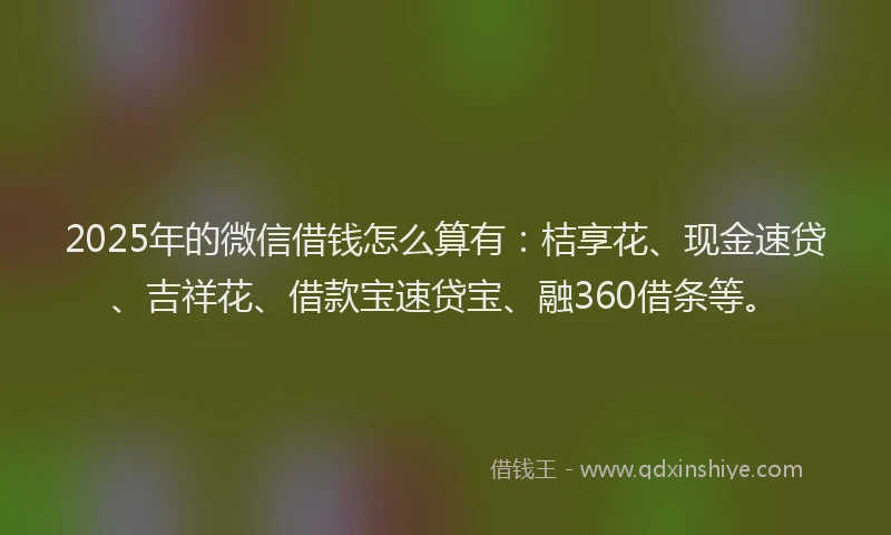 2025年的微信借钱怎么算有：桔享花、现金速贷、吉祥花、借款宝速贷宝、融360借条等。