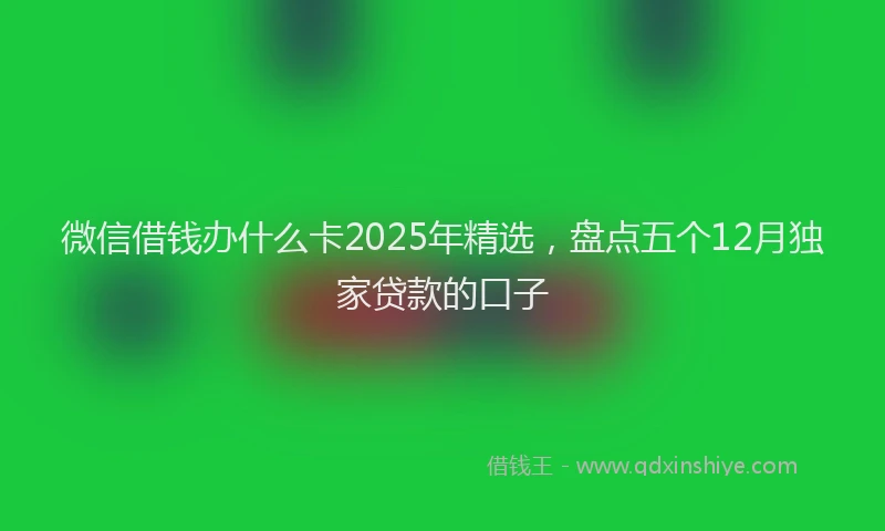 微信借钱办什么卡2025年精选，盘点五个12月独家贷款的口子