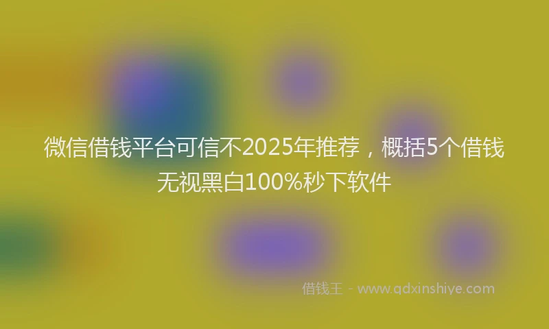 微信借钱平台可信不2025年推荐，概括5个借钱无视黑白100%秒下软件