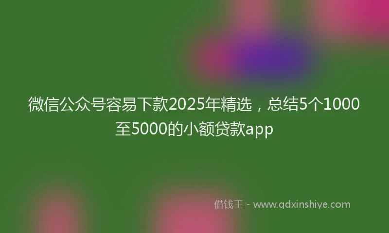 微信公众号容易下款2025年精选，总结5个1000至5000的小额贷款app