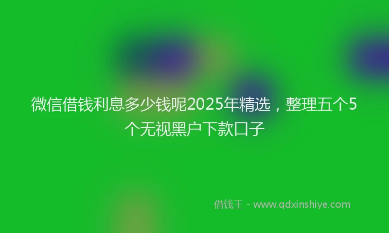 微信借钱利息多少钱呢2025年精选，整理五个5个无视黑户下款口子