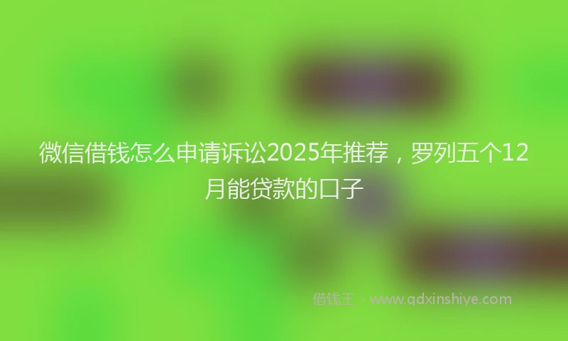 微信借钱怎么申请诉讼2025年推荐，罗列五个12月能贷款的口子