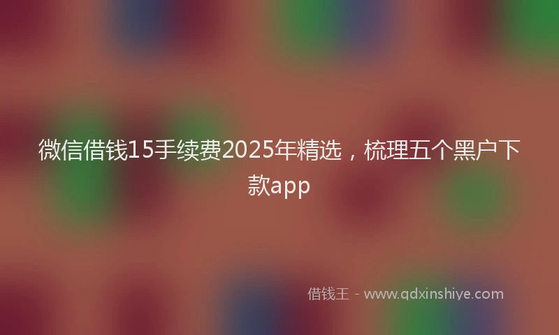 微信借钱15手续费2025年精选，梳理五个黑户下款app