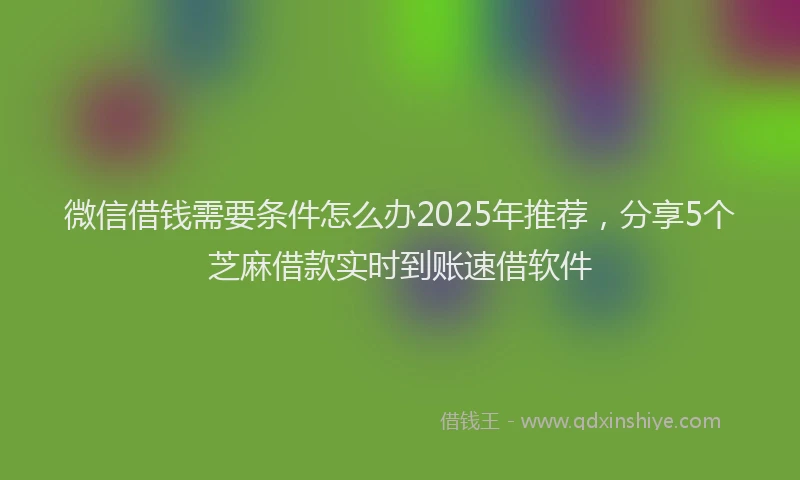 微信借钱需要条件怎么办2025年推荐，分享5个芝麻借款实时到账速借软件