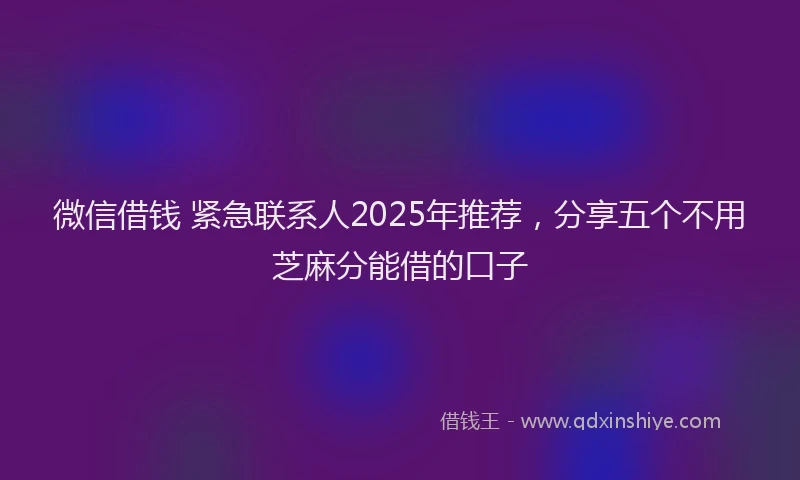 微信借钱 紧急联系人2025年推荐，分享五个不用芝麻分能借的口子